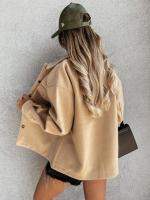 Abrigo de lana de manga larga con un solo pecho para viajeros de color sólido de nueva moda - details 20