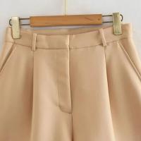 Bermudas con dardos frontales y bolsillos laterales a la moda para Mujer, pantalones cortos Vintage de cintura alta con cremallera, pantalones cortos para Mujer - details 2