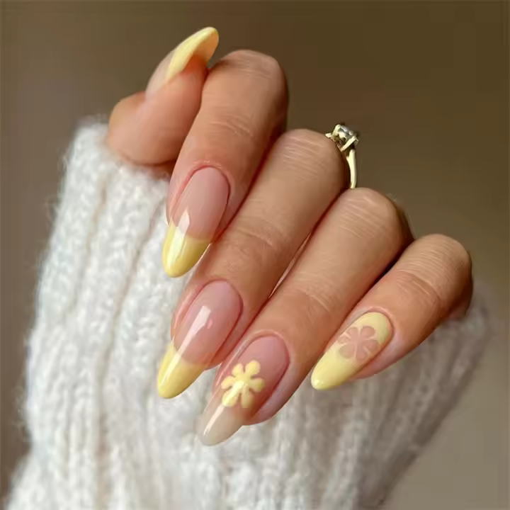 24 Uñas postizas de póker, manicura bailarina, uñas postizas de almendra removibles, uñas postizas de decoración para mujeres y niñas, uñas postizas de cuchara completas - 1