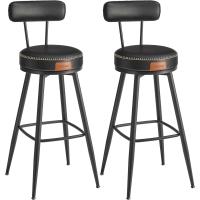 Giratorias de Barra con Respaldo, Cuero Sintético con Costuras, Moderno Siglo Medio, Altura 76 cm, - details 0