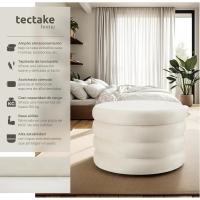 Taburete Almacenaje Bouclé, Carga: 120 kg, MDF, Puff Almacenaje, Taburete Dormitorio, Reposapies Puff, Zapatero Entrada Recibidor, Asiento Acolchado, Ideal Salón Hogar - 42 x 47 cm Crema - details 17
