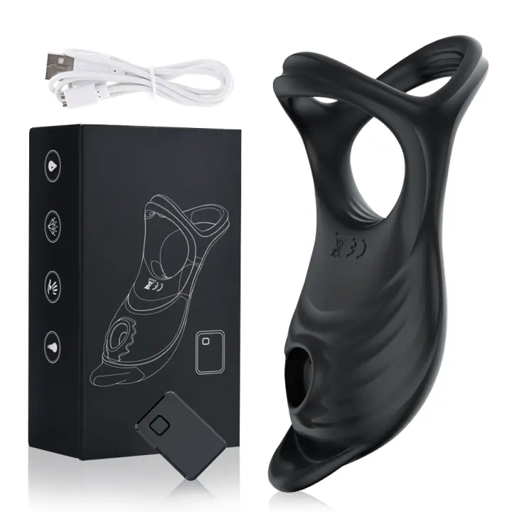 Anillo vibrador para pene para hombre, estimulador de clítoris, masaje del punto G, juguete sexual con Control remoto, 5 modos - 1