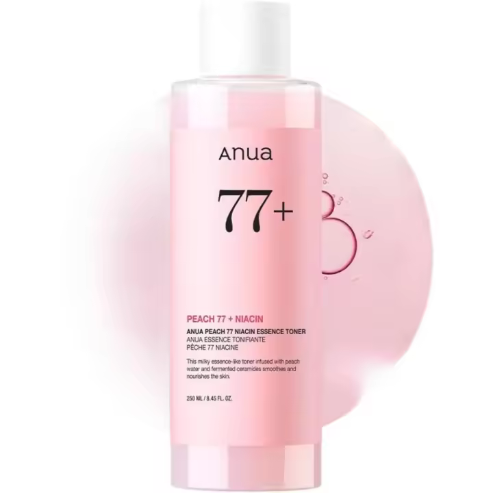 Anua Peach 77 Niacin Essence Toner 250 ml / Tónico iluminador para rostro, niacinamida, pantenol, ceramidas, tónico facial para piel de vidrio, cuidado de la piel coreano (8.45 fl.oz.) - 1