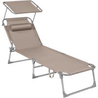 Silla de Sentado al Aire Libre Ajustable Plegable, 193 x 53 x 29 cm, Capacidad de 150 kg, con Parasol, reposacabezas, Respaldo - details 45