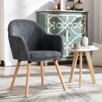 Silla de Comedor Estilo Vintage Juego de 1, Silla Cocina, Silla Nordica con Respaldo y Reposabrazos, Tela Pana, Estructura de Madera, Sillas para Tocador, Escritorio, Crema, EZS26cm-1 - details 75