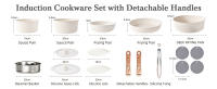 RIOVARM Inducción Juego de ollas y sartenes con asas Desmontables, Apilable Antiadherente Granito Sartenes y ollas con Tapas, Ahorro de espacio, Juegos de sartenes, Sin PFOA, Sartén - details 0