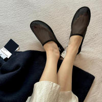 ZA zapatos de mujer bolsa cabeza media zapatillas sandalias tela de malla zapatos de malla cabeza redonda transpirable fondo plano casual muller zapatos verano - details 7