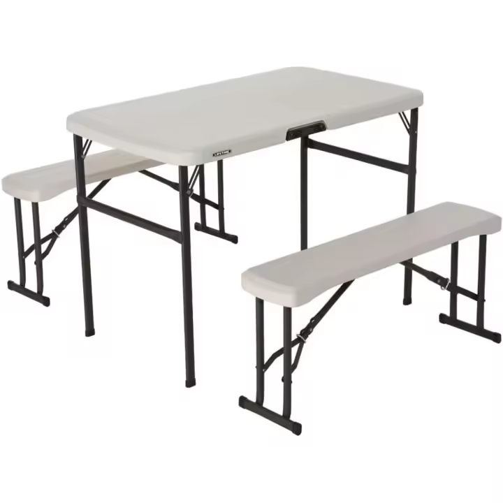 Mesa Pleg Crema 106,5x61x73,5cm C/2 Bancos - 1