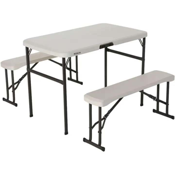Mesa Pleg Crema 106,5x61x73,5cm C/2 Bancos - 1