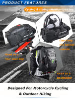 MOTOCENTRIC Paquete de Motoacuario Impermeable Gran Capacidad, Diseño Reflectante, Respirable con Malla, Bolsa de Viaje al Aire Libre Multifuncional - details 1