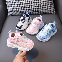 Zapatos de malla transpirables para correr con hebilla giratoria para niños medianos y pequeños zapatos intermitentes - details 14