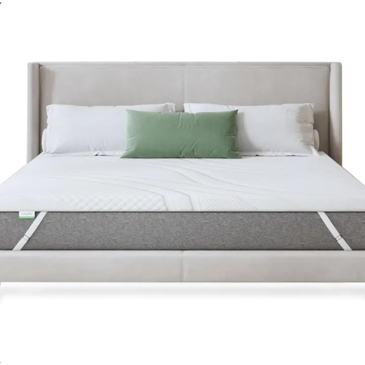 Topper Viscoelástico 90x200 5 cm, Topper Colchón de Gel, Sobrecolchón Colchón de Espuma Viscoelástica, Topper de Bambú, Cubrecolchón Extraíble y Lavable, Blanco - 1