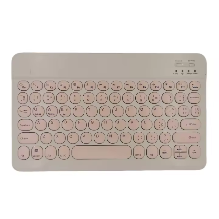 Teclado inalámbrico recargable para iPad, compatible con Bluetooth, redondo, español, iOS, Android, Windows, teléfono, tableta, ordenadores portátiles - 1