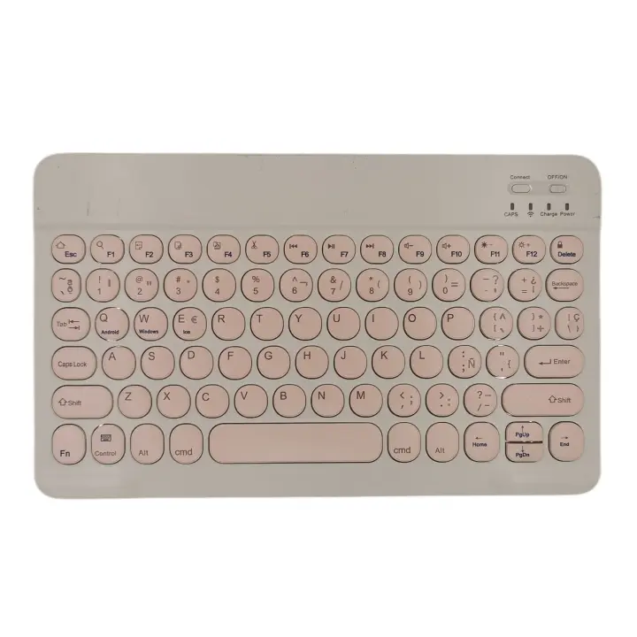 Teclado inalámbrico recargable para iPad, compatible con Bluetooth, redondo, español, iOS, Android, Windows, teléfono, tableta, ordenadores portátiles - 1