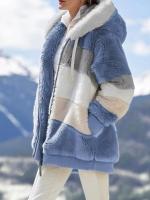 Chaqueta de invierno para mujer, sudadera con capucha de talla grande, cálida, de felpa, con relleno de bolsillo con cremallera, chaqueta holgada - details 17
