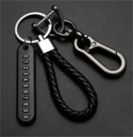 Llavero de Coche de Cuero con Cuerda de Tirantes Accesorio de Llavero de Vehículo Automotriz con Número de Teléfono Regalo Ideal para el Marido - details 7
