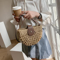 Bolso de paja para mujer, bandolera semicircular hecha a mano de ratán, bolso de mano para viaje y playa - details 8