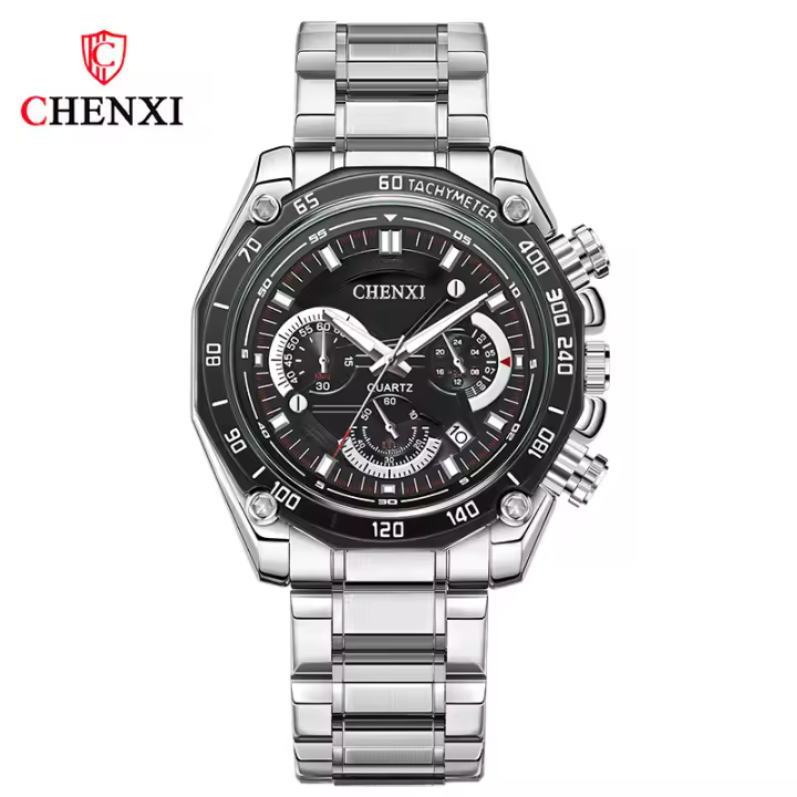 Reloj multifuncional verdadero de tres ojos y seis pines para hombre, cinturón de acero sólido, clásico, creativo, moda, deportes, reloj de cuarzo - 1