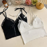 Camisola de encaje con lazo y almohadilla para el pecho para mujer, ropa interior sexy de corte bajo, libre de usar, nuevo - details 9