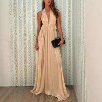 Vestido de Gala de Lujo para Mujer BUNO Cintura Alta, Elegante Escote en V, Resalto de Malla Trasera - details 1