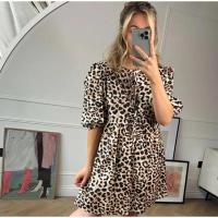 Vestido holgado de algodón con mangas abullonadas para mujer, ropa elegante de manga corta con cuello redondo, suave, verano - details 14