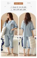 Conjunto de pijama de dibujos animados para mujer, pijama informal con cuello redondo, pantalones cortos y pantalones cortos, 100% algodón, verano, M-5XL - details 8