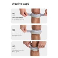 Rodillera de neopreno con soporte para la rótula, transpirable, amortiguadora de impactos, correa ajustable para el tendón rotuliano. - details 3