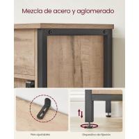 Mueble de Almacenamiento, Aparador, Armario de Cocina, con Puerta Corredera, 30 x 70 x 80 cm, Estante Ajustable, Estilo Rústico, para Sala de Estar, Marrón Roble y Negro - details 6