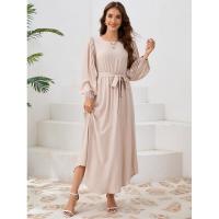 Vestido casual de manga larga para mujer, prenda elegante de color bastante sólido, para 2025 - details 4