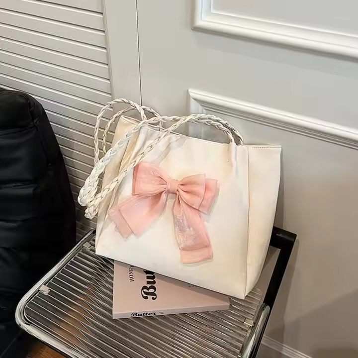 Bolso de Hombro Elegante con Lazo Estilo Mediterráneo Contemporáneo Diseño Dulce y Espacioso en Material Ecológico Ligero Ideal para Uso Diario y Momentos Especiales - 1