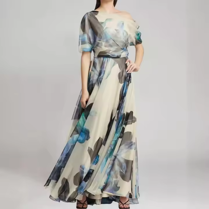 2025 Verano Nuevo Estilo De Vacaciones Bohemio Europeo Y Americano Correas Lorita Vestido De Swing Vestido Estampado - 1