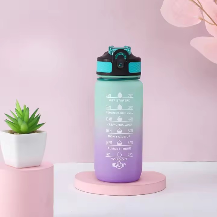 Mini taza de 600 ml fácil de manejar, boca recta, tapa elástica, taza espacial, taza de agua de plástico deportiva, taza de agua para exteriores. - 1