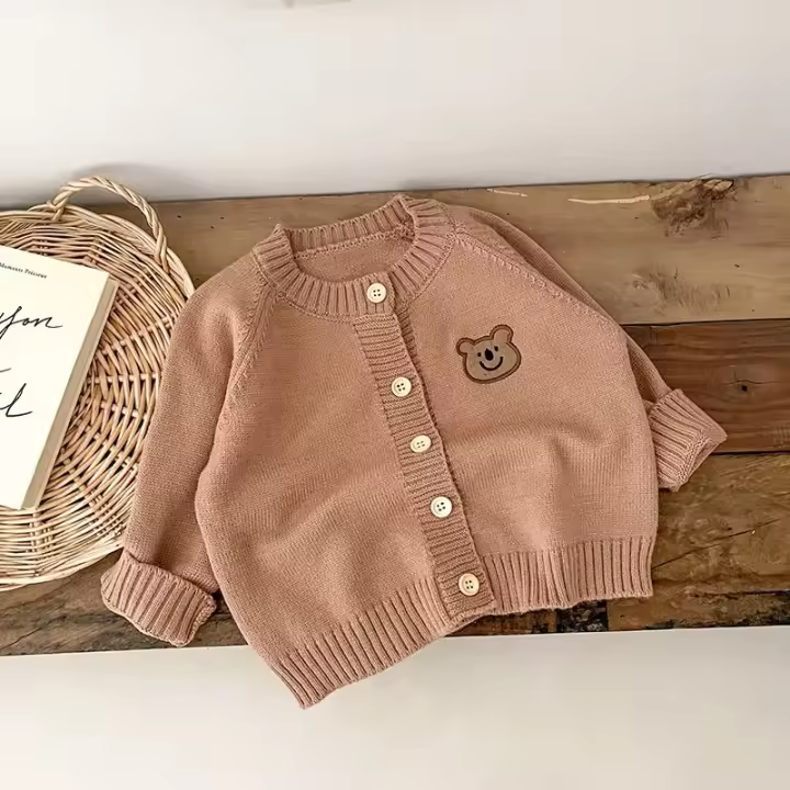 Cárdigan de punto para bebé recién nacido, Top de manga larga informal, suéter para niños y niñas, ropa de otoño e invierno - 1