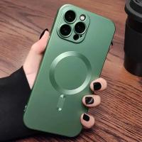 Funda de carga inalámbrica Magsafe mate de lujo magnética para iPhone 16e 15 14 13 11 12 Pro Max Plus cubierta suave de protección de lente de vidrio - details 2