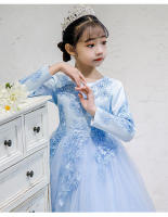 Vestido de niña para otoño/invierno, estilo princesa, largo, con flores, para boda, fiesta, piano. - details 25