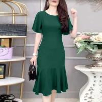 ZANZEA-Vestidos elegantes de sirena para mujer, Vestidos de fiesta ajustados con dobladillo con volantes y manga corta a la moda, bata Lisa Vintage de verano - details 3