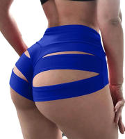 Pantalones cortos de yoga de tamaño grande moda mujer cintura de altura apretada deporte tres puntos pantalones calados pantalones casuales para mujeres - details 8