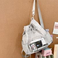 Mochila transparente de nailon con cordón, mochila informal Ita con insignia dulce, mochila ligera Harajuku Y2k para senderismo - details 14