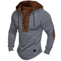 Camisetas con capucha para hombre, tops de retazos a la moda, otoño - details 3