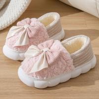 Zapatillas de mujer de algodón, zapatos de suela gruesa para casa, parejas cálidas, encaje, antideslizantes, con plataforma plana, para - details 15