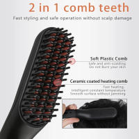Portable Quick Heating Beard Straightening Comb 3 in 1 mini multi-function hair straightening and beard brush - details 3