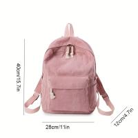 Mochila Casual de Pana para Mujer - Correas Ajustables, Cierre Antirrobo, Color Sólido, Gran Capacidad, Bandolera Cómoda - details 9