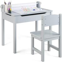 Mesa de Actividades para Niños de Madera Con Silla Escritorio Infantil con Soporte para Papel para Dibujar, Estudiar y Juegar - details 9