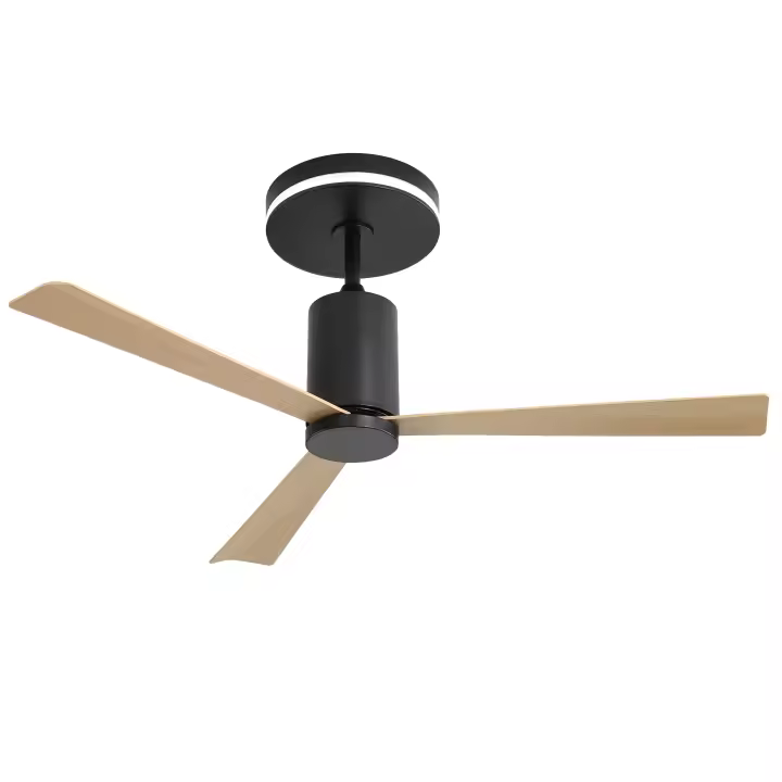 Ventilador de techo moderno de montaje empotrado de 52 pulgadas con luz LED y control remoto, 3 aspas de ABS Motor de CC reversible silencioso para sala de estar en el patio - 1