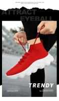 Zapatillas deportivas transpirables para hombre, zapatos informales de suela gruesa con cordones, Tenis blancos, a la moda - details 0