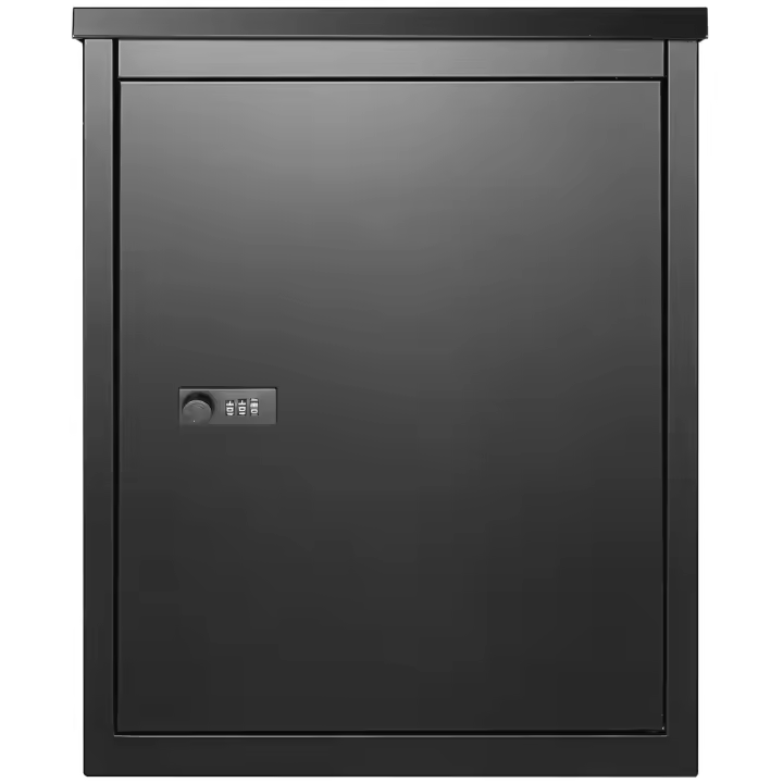 SucceBuy Caja de entrega de paquetes de 15,4 x 10,6 x 20,5 pulgadas para exterior, buzón de montaje en pared con cerradura codificada, antirrobo, resistente al agua IPX3, acero galvanizado grande con cerradura para acera, porche - 1