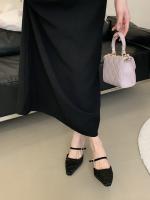 Hada francesa viento punta cabeza bolsa cabeza media zapatillas mujer usando nuevo tacón delgado arrugado zapatillas geniales - details 15