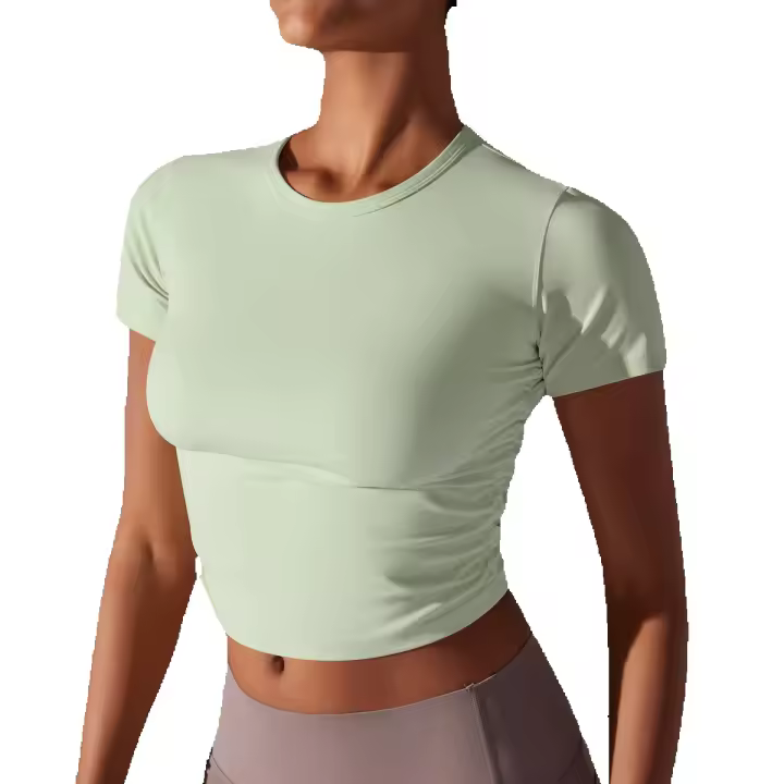 Camisetas deportivas de manga corta para mujer, camisetas deportivas de color sólido para entrenamiento, gimnasio, correr, ropa deportiva - 1