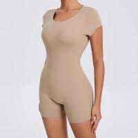 Mono de Yoga ajustado con espalda descubierta para glúteos de melocotón, ropa de ejercicio de baile, levantamiento de cadera, vientre, ropa de Yoga de una pieza de manga corta - details 17