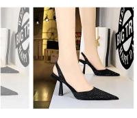 Sandalias de Tacón Dorado para Mujer 2024 Punta Afilada con Cristal Stiletto Africano para Fiesta - details 11